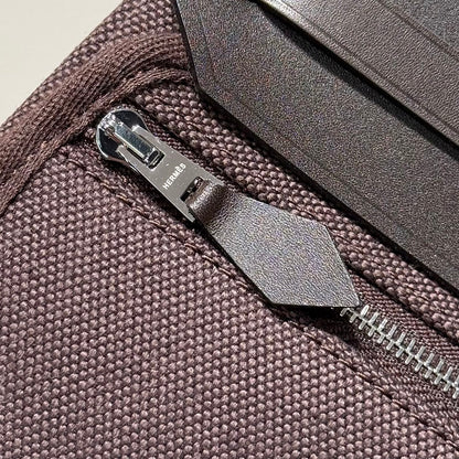 HM Mini Herbag Silver Buckle 20 Dark Brown Canvas and Hunter Cowhide 243305