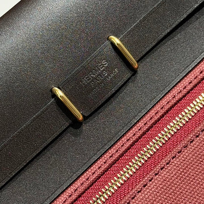 HM Mini Herbag Gold Buckle 20 Burgundy Canvas and Hunter Cowhide 243365