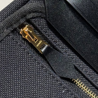 HM Mini Herbag Gold Buckle 20 Black Canvas and Hunter Cowhide 243310