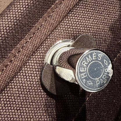 HM Mini Herbag Silver Buckle 20 Dark Brown Canvas and Hunter Cowhide 243305