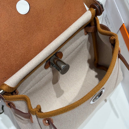 HM Mini Herbag Silver Buckle 20 Beige Canvas and Hunter Cowhide 243216