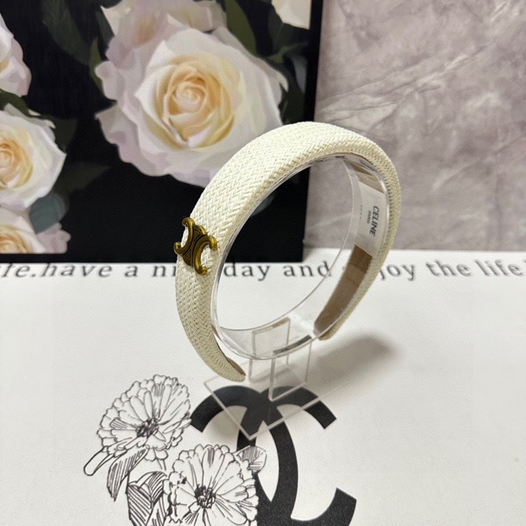 WHITE RAFFIA WOVEN HAIRBAND 369330