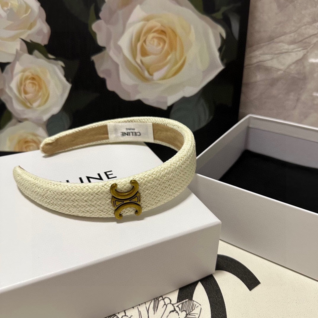 WHITE RAFFIA WOVEN HAIRBAND 369330
