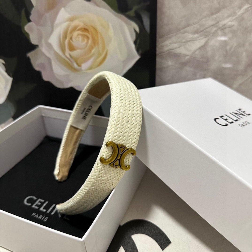 WHITE RAFFIA WOVEN HAIRBAND 369330