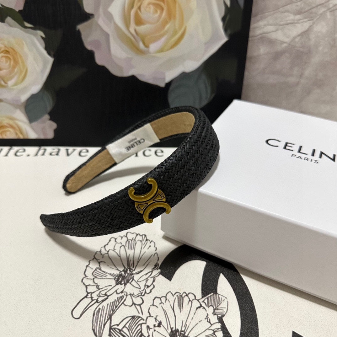 BLACK RAFFIA WOVEN HAIRBAND 400479