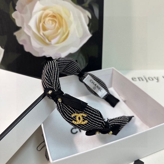 BLACK MIX WHITE FABRIC HAIRBAND 412463