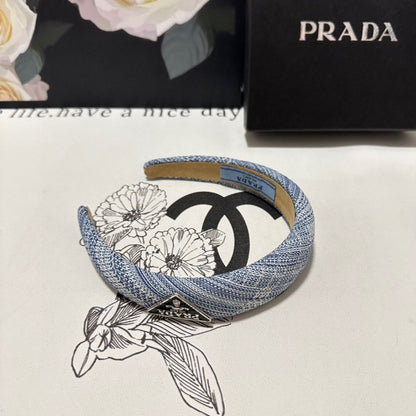 THICK HEADBAND IN BLUE MIX WHITE KNITTED FABRIC 432807