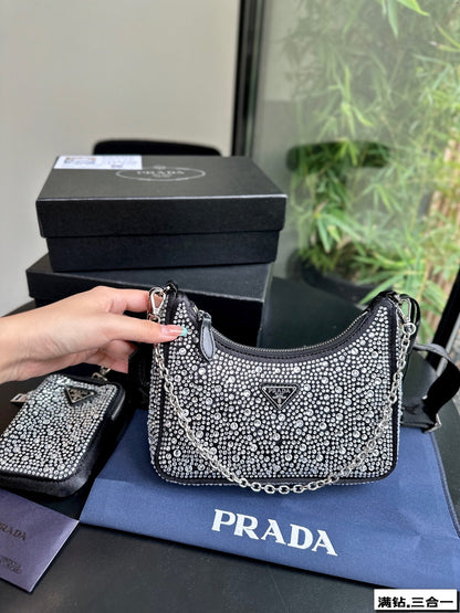 PRA 22 SATIN MINI-BAG WITH FULLY RHINSTONES