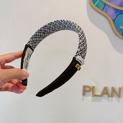 HEADBAND IN BLACK TWEED AND SILK 262052