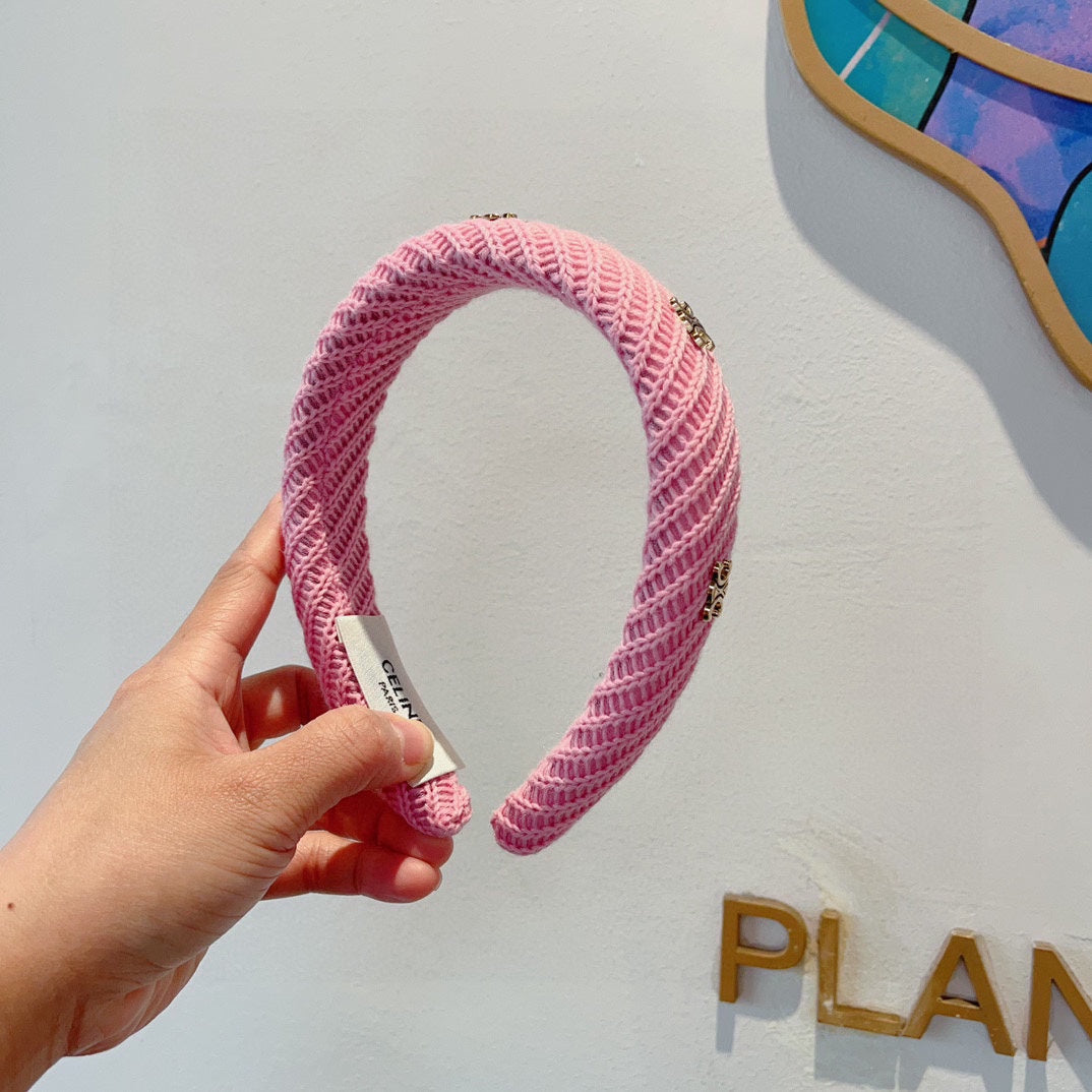 BRIGHT PINK WOOL FABRIC HAIRBAND 402915