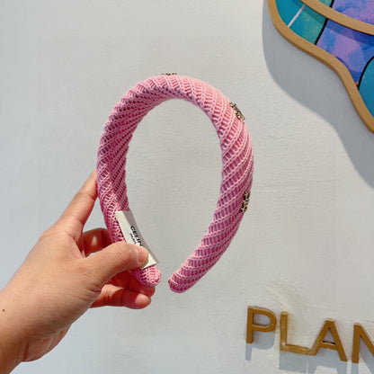 BRIGHT PINK WOOL FABRIC HAIRBAND 402915