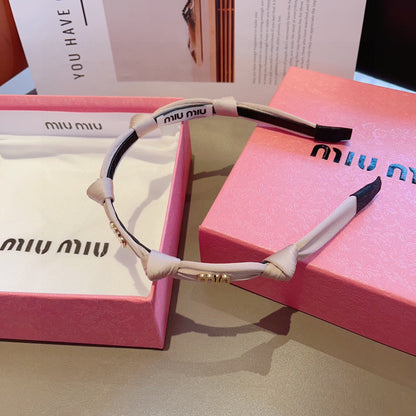 HEADBAND GOLD LOGO IN BEIGE SILK 417302