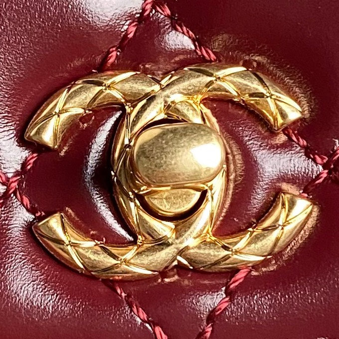 CC 24A Coco Handle Mini 19cm Burgundy Patent Calfskin Gold Hardware