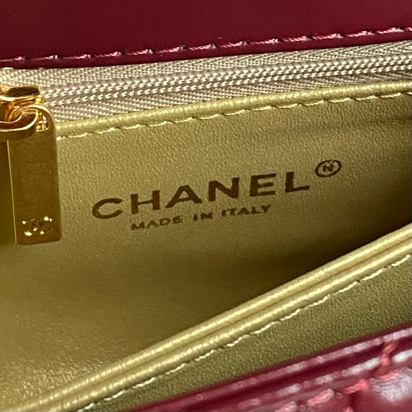 CC 24A Coco Handle Mini 19cm Burgundy Patent Calfskin Gold Hardware