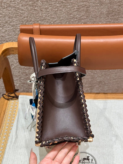 HM BIRKIN 25 CM PICNIC CHOCOLATE BAMBOO AND RATTAN