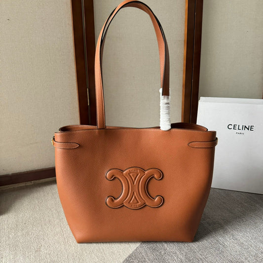 MEDIUM CABAS ANA?S CUIR TRIOMPHE 54 IN BRONZE BROWN GRAINED CALFSKIN