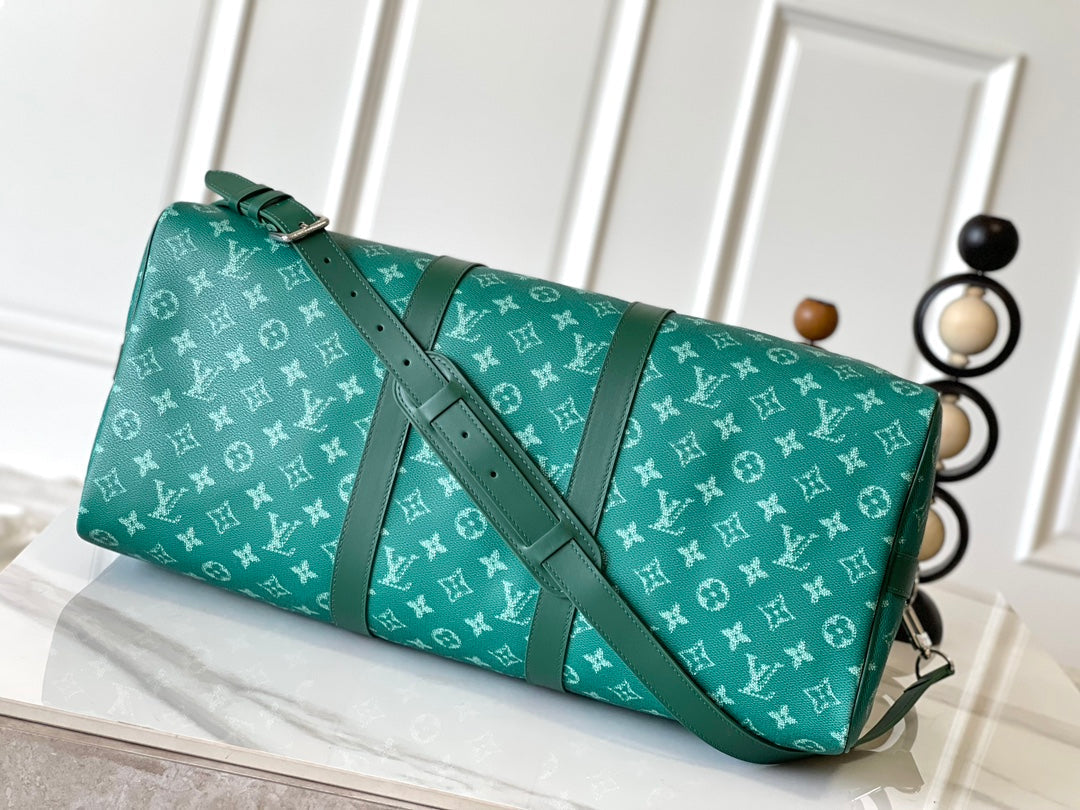 KEEPALL BANDOULI¨¨RE 50 IN GREEN MONOGRAM HERITAGE CANVAS