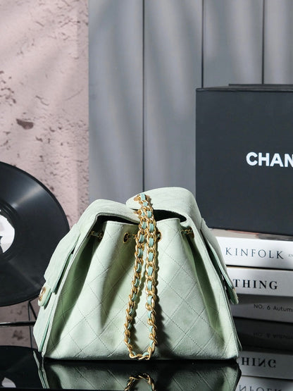 CC 25C Hobo Bag 30cm Light Green Suede