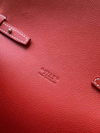 CHYPRE WALLET-POUCH 21 IN CLASSIC RED GOYARDINE CANVAS AND CALFSKIN