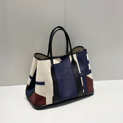 HM Garden Party 36 Bleu Indigo Canvas and Negonda Calfskin 243412