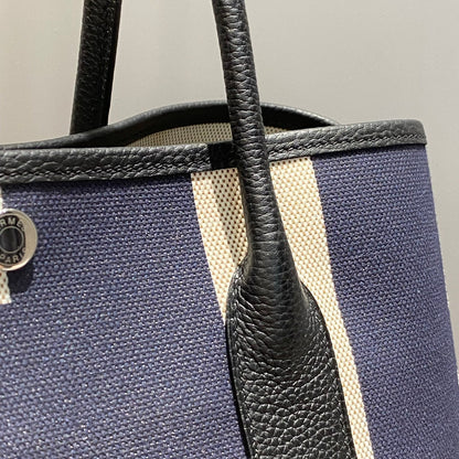 HM Garden Party 36 Bleu Indigo Canvas and Negonda Calfskin 243412