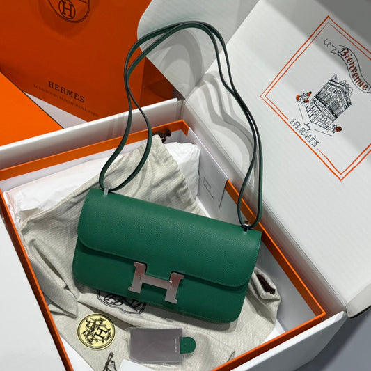 HM Constance Elan 24 Green Epsom Silver Hardware 237333