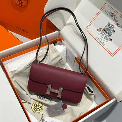 HM Constance Elan 24 Sangria Red Epsom Silver Hardware 237349