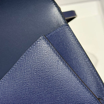 HM Constance Elan 24cm Bag Dark Blue Epsom Leather Silver Hardware
