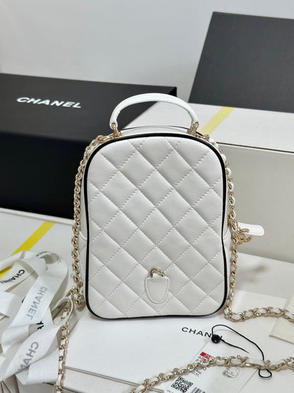 CC 25P Mini Backpack 18 White Black Lambskin Gold Hardware 243521