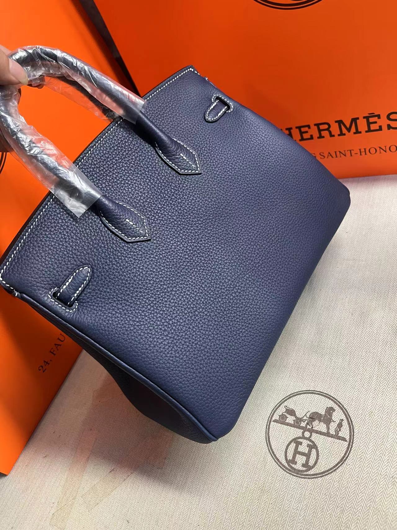 HM Birkin 25cm Navy Blue Togo Leather Silver Hardware