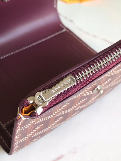 SAINT-GABRIEL WALLET 12 IN WINE RED CALFSKIN AND GOYARDINE CANVAS