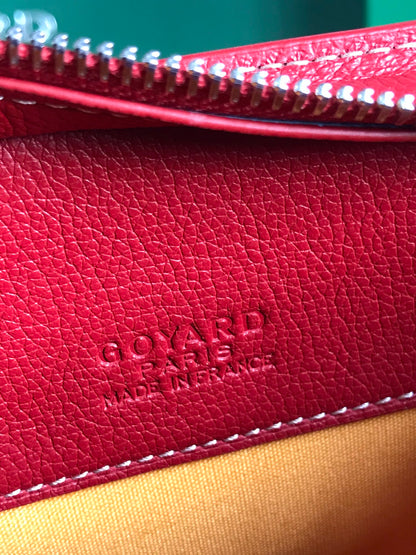 HIRONDELLE BAG 25 IN CLASSIC RED LAMBSKIN AND GOYARDINE CANVAS
