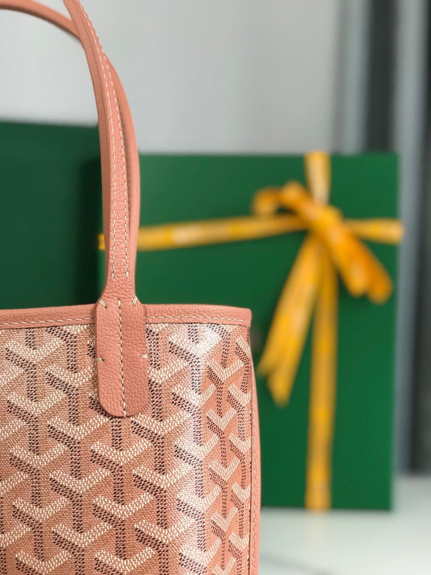 ANJOU MINI BAG 20 IN MANHATTAN PINK  CALFSKIN AND GOYARDINE CANVAS