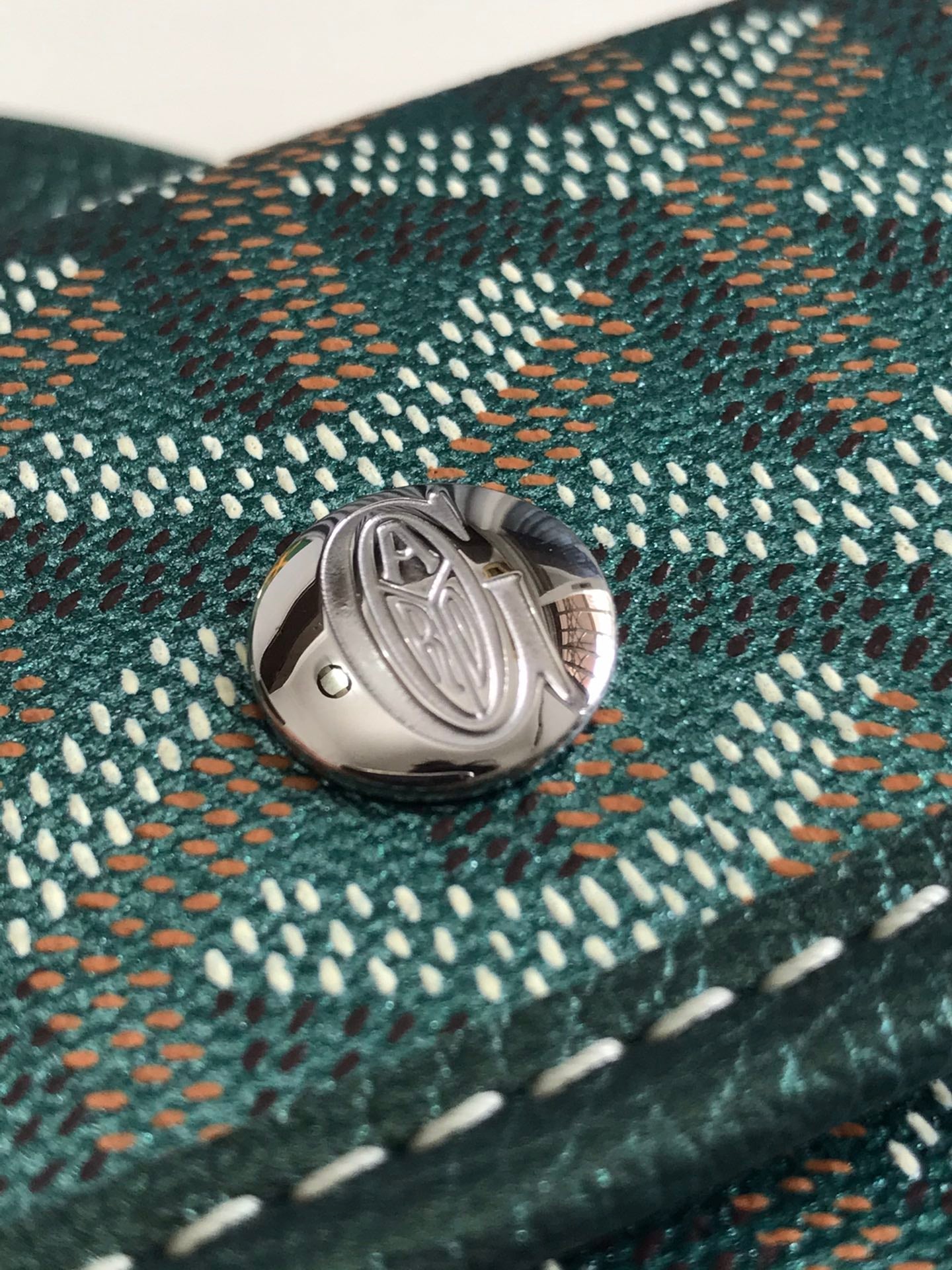 ANJOU MINI BAG 20 IN GREEN CALFSKIN AND GOYARDINE CANVAS