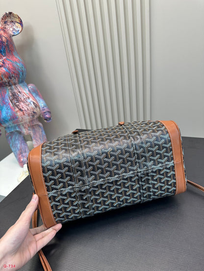 SAC HARDY PM BAG 35 IN BLACK GOYARDINE CANVAS AND TAN CALFSKIN