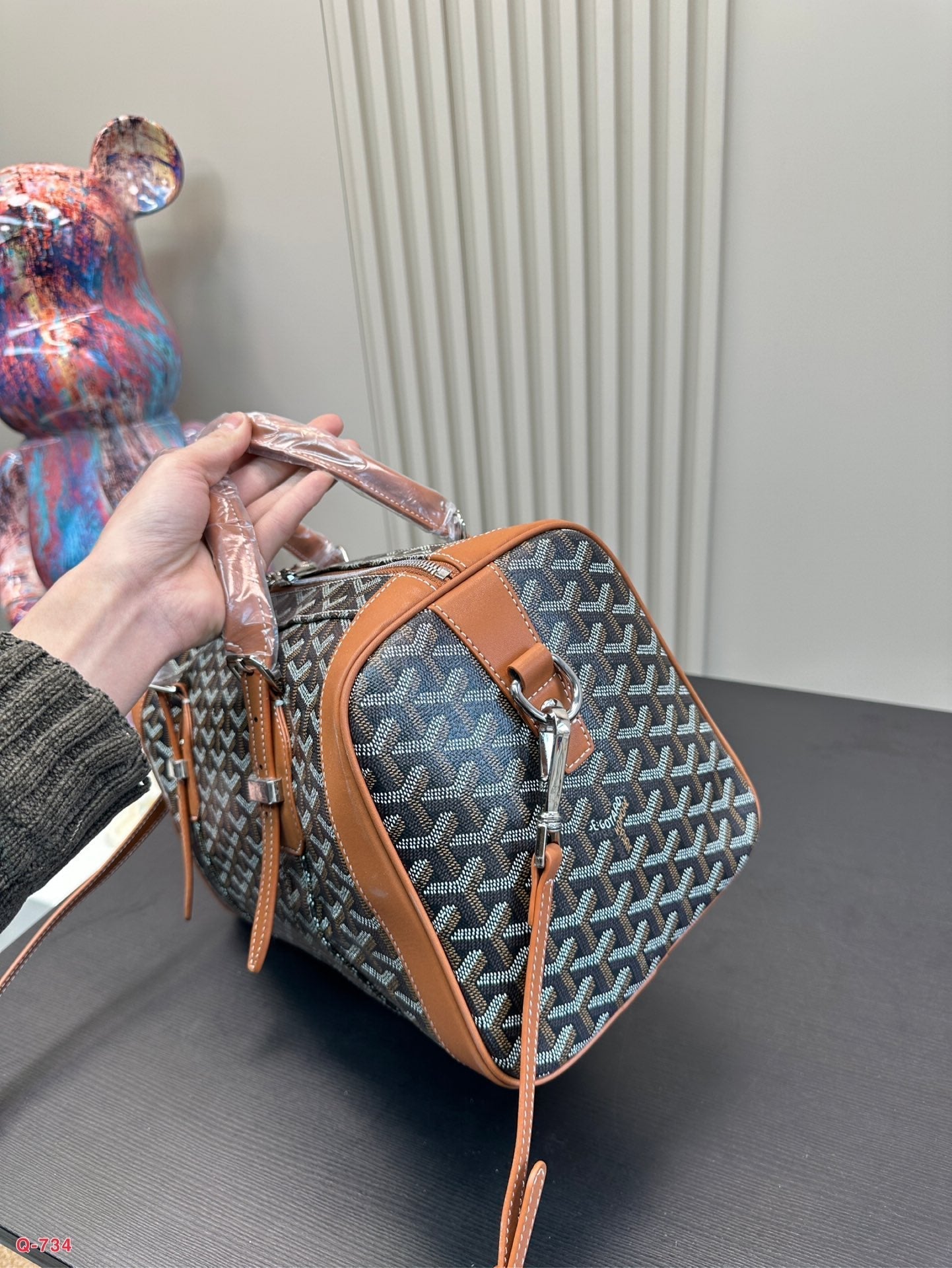 SAC HARDY PM BAG 35 IN BLACK GOYARDINE CANVAS AND TAN CALFSKIN