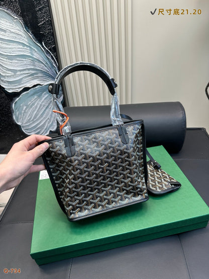 ANJOU MINI BAG 21 IN BLACK GOYARDINE CANVAS AND CALFSKIN