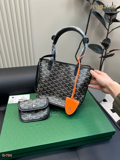 ANJOU MINI BAG 21 IN BLACK GOYARDINE CANVAS AND CALFSKIN