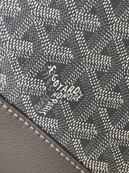 CISALPIN DOCUMENT CASE 39 IN GRAY GOYARDINE CANVAS AND CALFSKIN