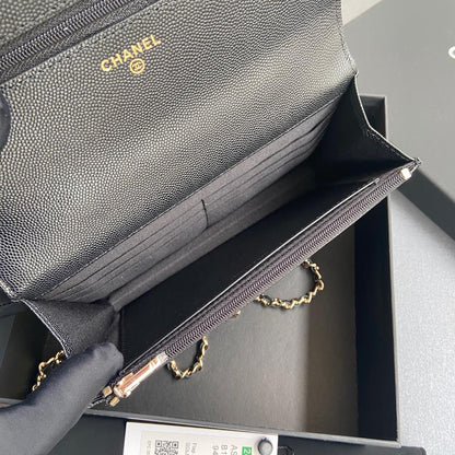 CC Woc 20cm Top Handle Black Grained Calfskin