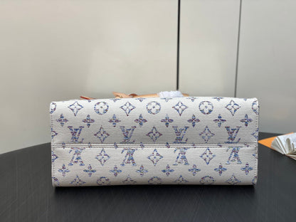 ONTHEGO MM 35CM MULTICOLOR BEIGE MONOGRAM JACQUARD FABRIC