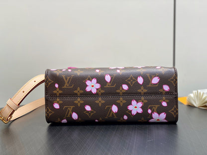 LV x TM OnTheGo PM 25cm Sakura Brown Cherry Blossom Monogram Canvas