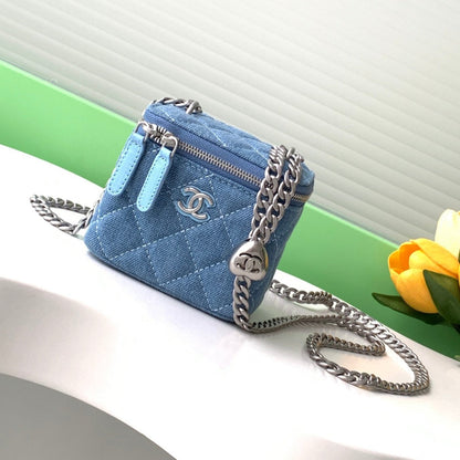 CC 24K Vanity 11cm Blue Denim Silver Hardware