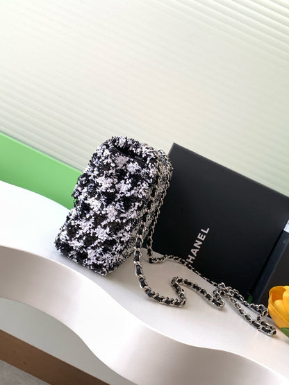 CC 25C White Black Sequin Silver Hardware