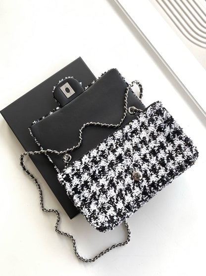 CC 25C White Black Sequin Silver Hardware