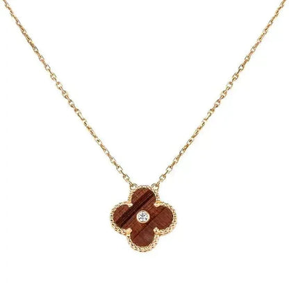 DIANA CLOVER 15MM DIAMOND AND YELLOW TIGER'S EYE AGATE necklace