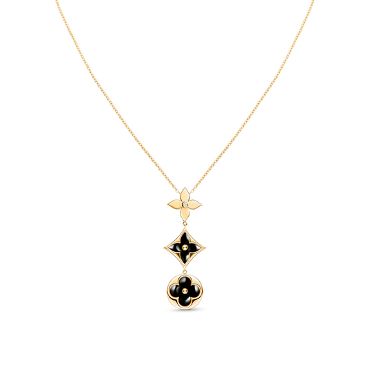 DIANA STAR AND SUN ONYX PINK GOLD NECKLACE