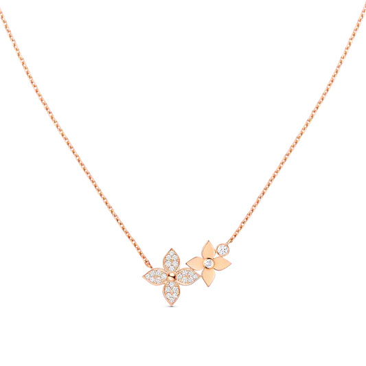 DIANA STAR BLOSSOM NECKLACE PINK GOLD DIAMONDS
