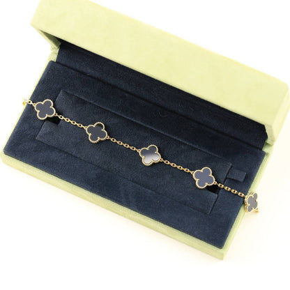DIANA CLOVER  5 MOTIFS BLACK ONYX BRACELET