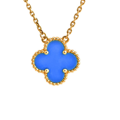 DIANA CLOVER 15MM BLUE AGATE NECKLACE